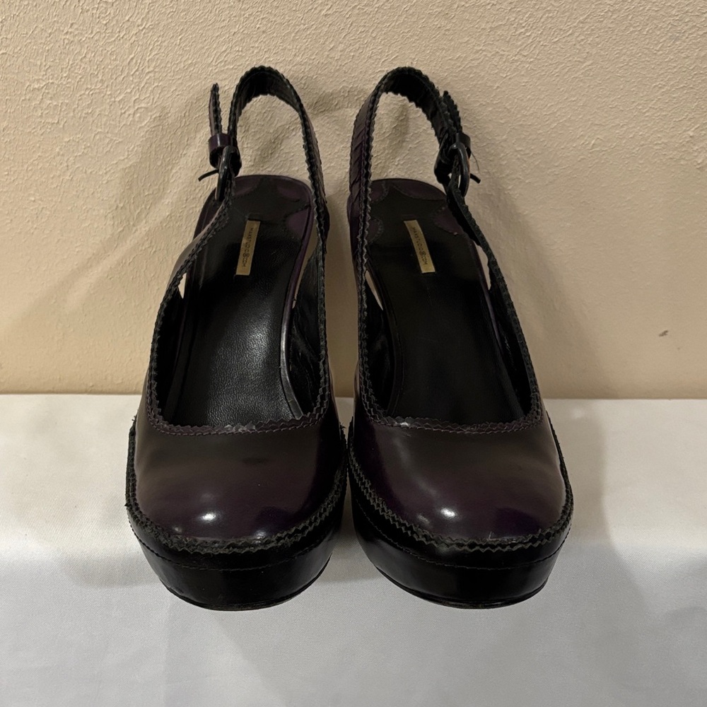 MAXSTUDIO Elegant Dark Purple Platform Slingback Shoes